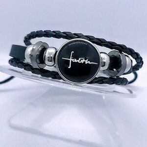 NEW Faith Round Beaded Black Braided Faux Leather Bracelet Religious Christian